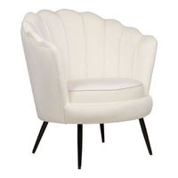sillon retro de terciopelo patas de metal negro forma novedosa blanco crema lovikka