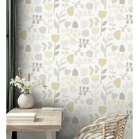 papel pintado vinilico ecologico flores diseno minimalista - eliza spring 682074 de gaulan - rollo de 10 m x 052 m