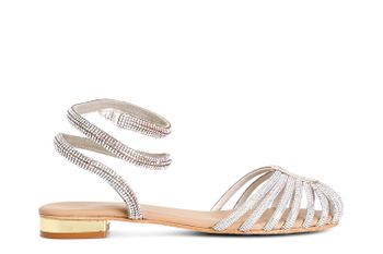 sandalias jaula de piel con pedrería light gold