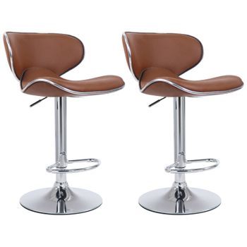 Clp Set De 2 Taburetes Las Vegas Simil Cuero Marrón Claro 49x46x88 Cm