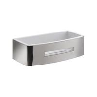 portaobjetos rectangular de acero cromado con interior blanco