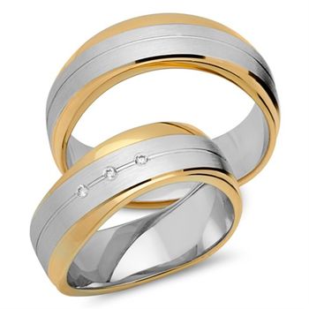 Alianzas 8 quilates oro amarillo-blanco 3 diamantes