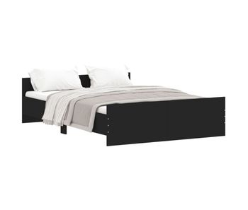 Estructura de cama con cabecero y piecero negro 140x190 cm