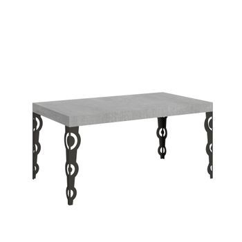 Mesa Extensible 80x160/244 Cm Karamay Cemento Estructura Antracita