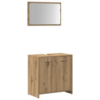 Mueble De Baño | Armario De Baño Con Espejo De Madera Ingeniería Roble Artesanal