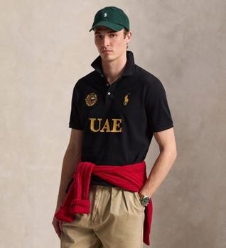 Polo Ralph Lauren para hombre. 710B20856001 Polo de los EAU Classic Fit negro (M), Casual, Algodón, Manga corta