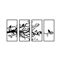 decoracion pared de metal arbol branch and birds-269 negro 34x70 cm 4 piezas