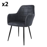 2x sillas de comedor en tapizado gris oscuro con patas de acero