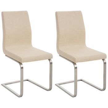 Juego De 2 Sillas De Comedor Belfort Tapizadas En Tela Crema 50x40x90 Cm Clp