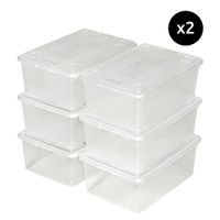 2 sets de 6 cajas de almacenaje 33x23x12cm plastico transparente
