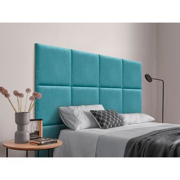 Dhome Cabecero Tapizado Para Camas De 95cm Compuesto De Paneles Autoadhesivos Intercambiables De Tela Acualine Cama Lujo Dormitorio Acolchado (turquesa, 95cm)