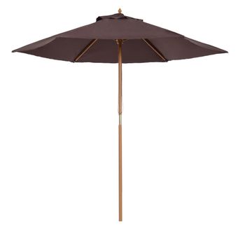 Outsunny Sombrilla Parasol de Patio Ø2,5m Altura 2,3m Color Café para Terraza Jardín con Diseño Elegante y Resistente   Aosom España