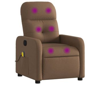 Vidaxl sillón reclinable con masaje de tela marrón
