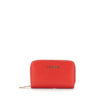 cartera de doble cremallera con efecto saffiano y letras red taglia unica