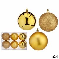 set de bolas de navidad dorado pvc o 8 cm 24 unidades