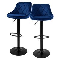 taburete de bar juego de 2 regulable en altura 62-82cm azul ml-design