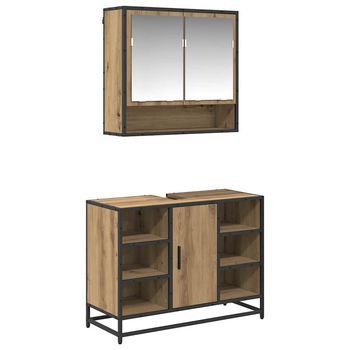 Juego De Muebles De Baño 2 Uds. Roble Artisan 80 X 33 X 60 Cm Vidaxl