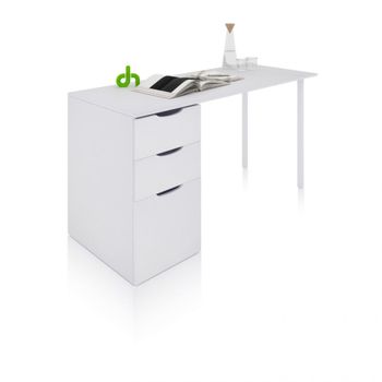 Mesa de escritorio con dos cajones y 1 puerta 138x60 cm blanco