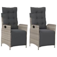 pack 2 uds sillon reclinable jardin  silla de jardin  silla de exterior y reposapies sillonratan pe gris claro
