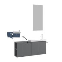 conjunto de mueble con lavabo y espejo 2 piezas  - 110 x 22 x 45 cm - gris mate