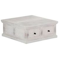 mesa de centro de madera maciza de mango blanco 70x70x30 cm vidaxl