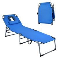 costway tumbona ajustable plegable silla reclinable de playa con cojines para acostarse boca abajoarriba y cavidad facial azul