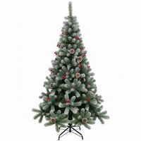arbol de navidad pino nevado 180cm con adorno de pina frutos rojos y nieve