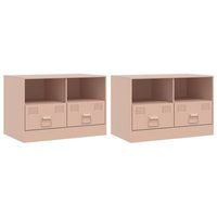 muebles para tv  mueble de salon  gabinete de tv 2 unidades acero rosa 67x39x44 cm