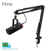 fifine-kit de microfono dinamico xlr con brazo boom para mezclador juego de microfono usb para juegos con rgb control de volumen para pc ps54 ampligame am8t