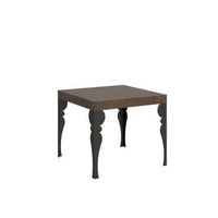 mesa extensible 90x90246 cm paxon nogal estructura antracita