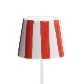 Lámpara De Mesa Led Poldina Lido De Rayas Rojas, Recargable Y Regulable Con Duración De Batería De Hasta 12 Horas. Para Uso Exterior Ip65
