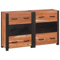 aparador 3 pcs marron 110 x 30 x 75 cm madera de acacia solida vidaxl