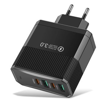 BK304-2A2C Cargador USB PD de 100W 4 puertos 2USB-A + 2USB-C PD QC3.0 Adaptador de carga rápida de pared enchufe EU ench