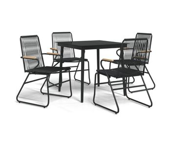 Juego de comedor de jardin 5 piezas ratán pvc negro
