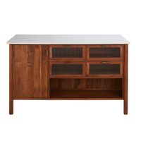 isla de cocina de madera maciza de acacia marron