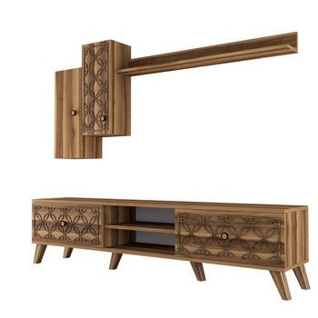 Mueble Tv Con Estante Class S Nogal