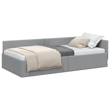 Estructura De Cama En Esquina Gris Claro 100 Cm X 200 Cm Tela Vidaxl