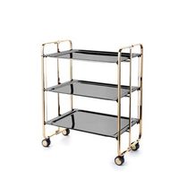carrito auxiliar plegable bauhaus dorado con ruedas r 3 niveles y 3 posicionesnegro
