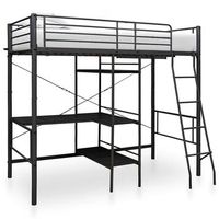 estructura de litera con mesa de metal negro 90x200 cm vidaxl
