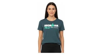 Camiseta de manga corta ironman 70 3 vichy azul turquesa para mujer