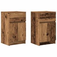 mesitas noche 2uds madera contrachapada madera vieja 39x35x65cm vidaxl