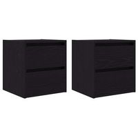 pack 2 uds mesillas de noche  mesita de noche de pared roble negro 38x34x40 cm
