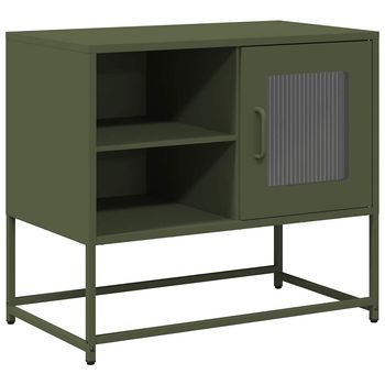 Mueble Para Tv | Mueble De Salón | Mesa De Tv De Acero Verde Oliva 68x39x60,5 Cm