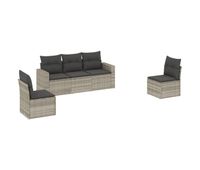 vidaxl set de sofas jardin y cojines 5 pzas ratan sintetico gris claro