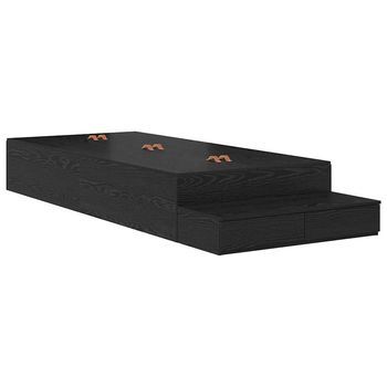 Cama Con Almacenamiento Roble Negro 90 Cm Madera De Ingeniería Vidaxl