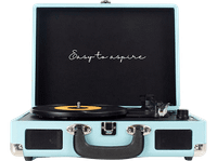 tocadiscos - prixton vc400b reproductor vinilo bluetooth usb altavoces incorporados diseno de maleta azul