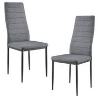 set de 2x sillas de comedor lidkoping tapizadas de tela y acero - 96 x 43 x 52 cm gris encasa