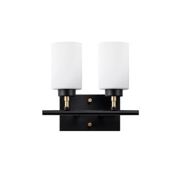 Lámpara De Pared Yensuk-13122 Oro Negro Blanco Metal Vidrio 31x15x28 Cm