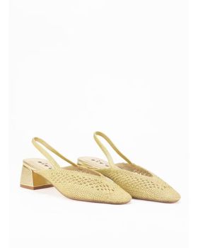 de KESLEM ZAPATO DESTALONADO CON TACON PARA MUJER EN COLOR ORO