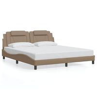 cama doble  cama para adultos  estructura de cama cabecero cuero sintetico capuchino 180x200cm
